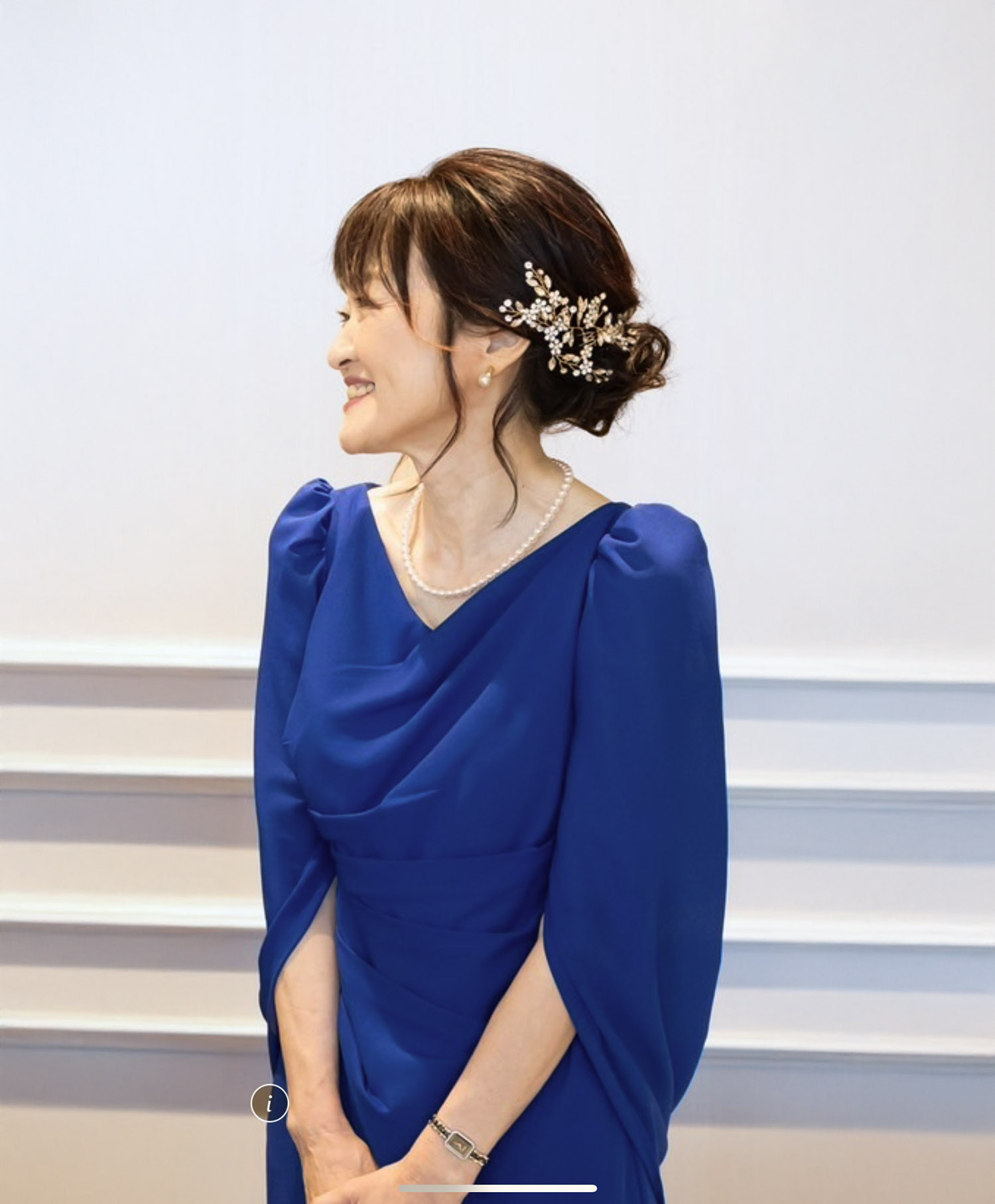 実際の結婚式 新郎の母親 フォーマルドレスL111ロイヤルブルー