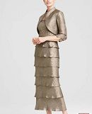 フォーマルドレスレンタル L-09 Tiered Jacket Dress Mocha  ロング